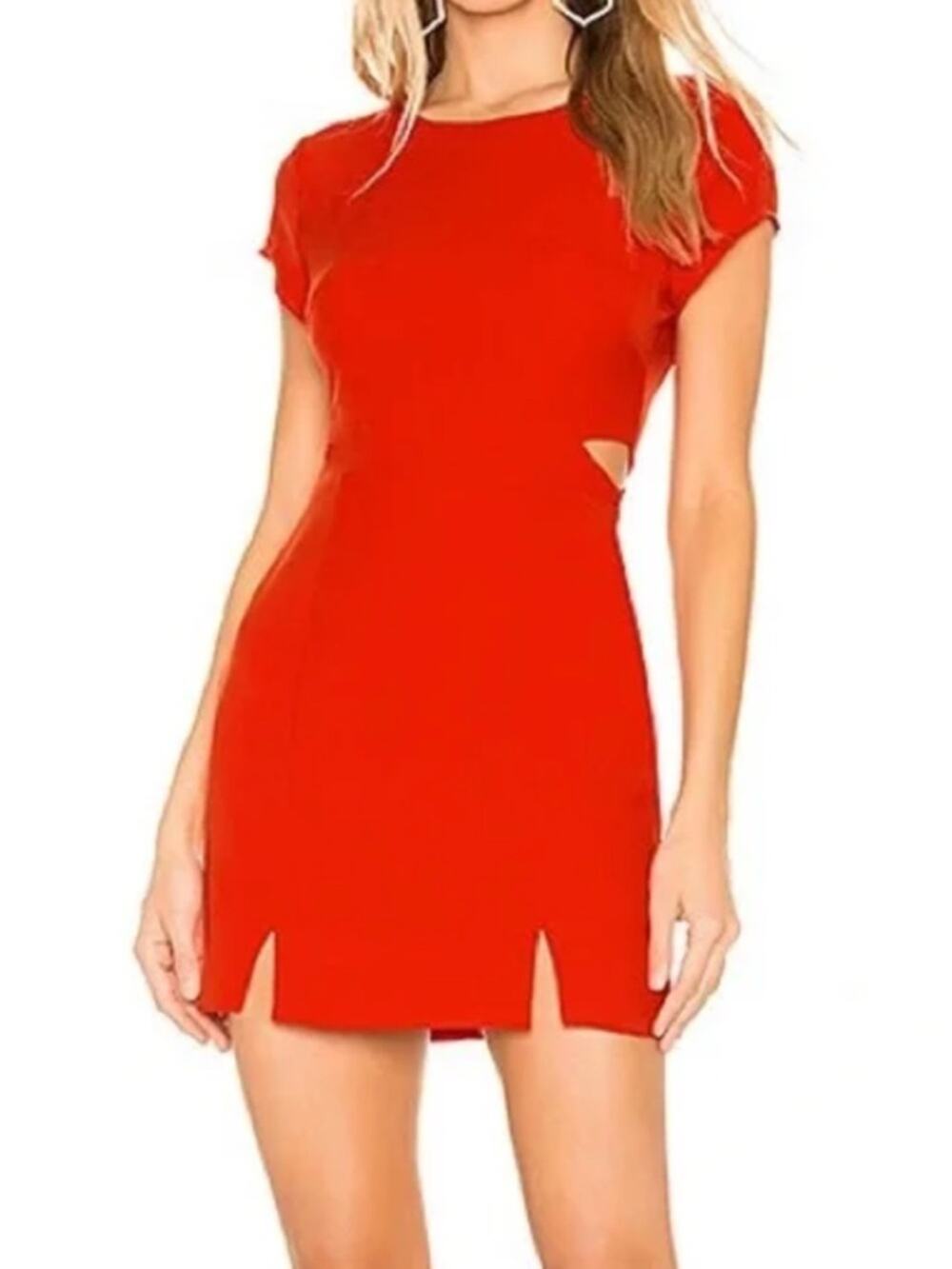 NBD x Naven Red Cutout Mini Dress Large NWT Cocktail Revolve Flame Scarlet Party